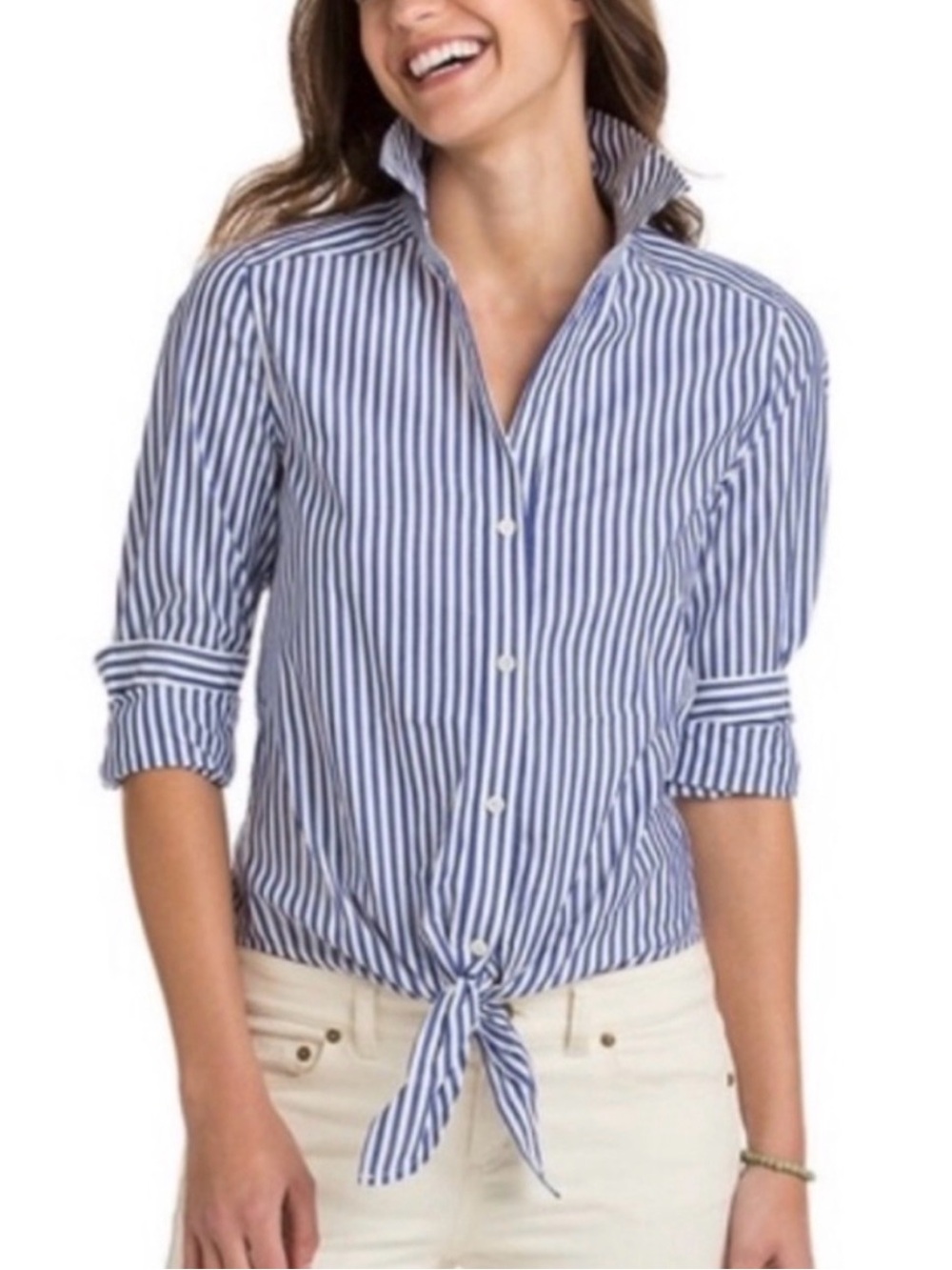 Vineyard Vines Women's Striped Tie Front Nautical Button Up Shirt Size 6